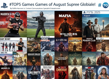 กราฟิกแสดงเกมยอดนิยมบน PlayStation สิงหาคม 2025